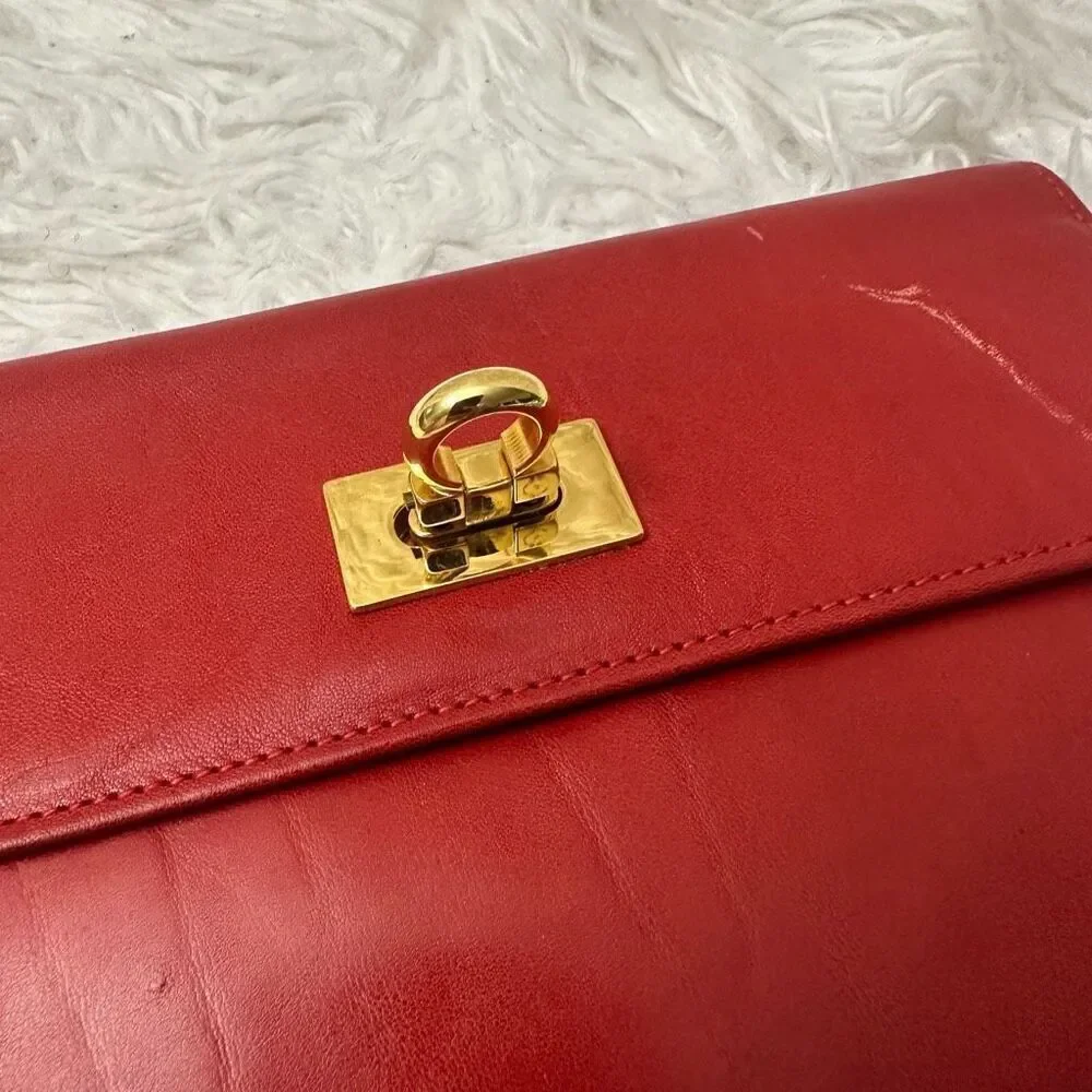 GIGLIODORO for Lane Crawford Italy‎ Foldover Red Leather Clutch Binder Vintage